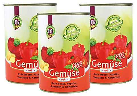 Schecker Hundefutter - 100% Gemüse PUR - rot - Nassfutter für Hunde - 3 x 410 g - getreidefrei - kalorienarm - Diätfutter - BARFen