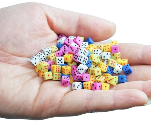 SmartDealsPro 100 Assorted 1/5 5mm D6 Mini Dice Game Dot Square Dice Set