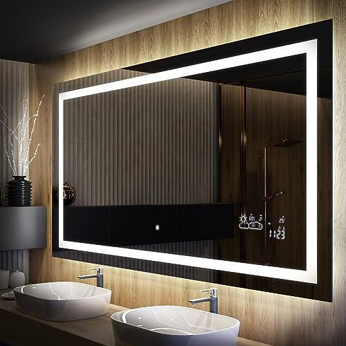 FORAM Moderne Miroir avec LED Illumination Salle de Bain avec Accessoires - sur Mesure - LED Lumineux Miroir avec Éclairage intégré L15