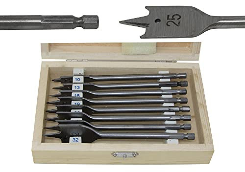 Moorcut Flat Wood Spade Bits 8pc Set 152mm x 10mm 13mm 16mm 19mm 20mm 22mm 25mm 32mm