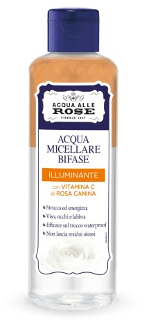 Acqua alle Rose, Illuminating Bifase Micellar Water with Rose Oils and Vitamin C - Biphasic Structure - Removes Trucco Waterproof - Daily Use - Dermatologically Tested - 200 ml