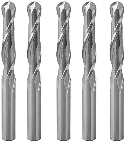 EU_HOZLY 5 STÜCKE Kugelkopffräser CNC Fräser Doppelflöte Spiralfräser 6 mm Schaft 2,36 Zoll Länge OVL