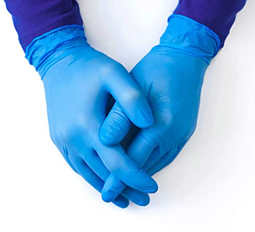 eatasty Disposable Gloves, Size XL, Pack of 100, Blue Vinyl Gloves, Powder Free, Latex Free, Comfortable Fit, Suitable for Food Handling, Cleaning, Hairdressing & Multi-Purpose Use