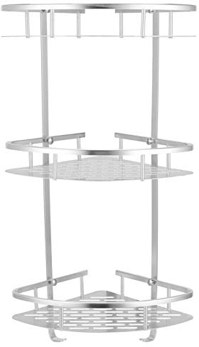 Estante de Ducha Esquinero de 3 Niveles, Estante de Ducha de Esquina para Montaje en Pared, para Guardar Jabón Champú y Limpiador Facial, Material de Aluminio Espacial(INSTALACIÓN DE TALADRO)
