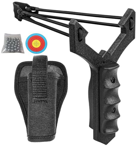 SHARP CASTLE Slingshots, Steel Slingshots for Adults and Kids, Sling Shot for Hunting and Shooting Practice, Includes Extra Rubber Bands, Ammo Balls and a Nylon Belt Sheath