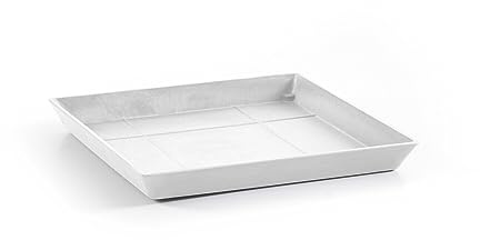 ECOPOTS Sottovaso per vaso da fiori Rotterdam bianco, esterno 28 x 28 cm, interno 24 x 24 cm, piattino per vaso in plastica riciclata, sottopentola moderno per interni ed esterni
