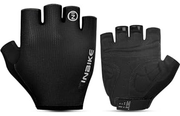 INBIKE Cycling Gloves for Men & Women, Shock-Absorbing Road Bike Gloves, Breathable & Anti-Slip Fingerless, Black, XX-Large
