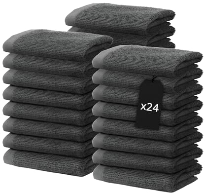 24 Stück Seiftücher 30x30 cm | Kleine Handtücher Set | Frottee Weich & Flauschig | 100% Baumwolle | Mini Washlappen Seiflappen | 500 g/m² | Oeko-Tex | Ôhm | Grau
