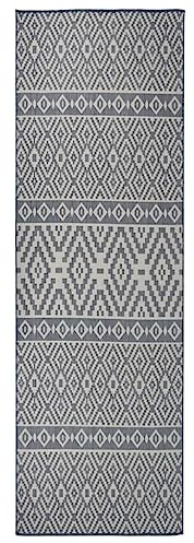 vidaXL Outdoor Teppich Flachgewebe Witterungsbeständig UV-beständig Außenteppich Balkon Terrasse Garten Swimming Pool 80x250cm Blau Gestreift