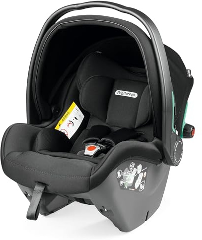 PEG Primo Viaggio SLK - Seggiolino Auto Neonato ISOFIX (40-87 cm), 0-15 Mesi, 0-13 kg, Premiato nei Crash Test, Capottina UPF 50+, Seduta Imbottita, Protezioni Laterali, Onyx