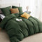 BEDSURE Ropa de cama de 220 x 240 cm, 3 piezas, color verde oliva, 1 funda nórdica de 240 x 220 cm y 2 fundas de almohada de 80 x 80 cm, certificado Öko-Tex, color verde, microfibra de poliéster con