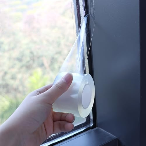 Cinta autoadhesiva transparente para puertas y ventanas, 5 cm x 10 m, impermeable, resistente al clima, sellado de puerta interior inferior, tira de protección contra el viento, sellado de la base de