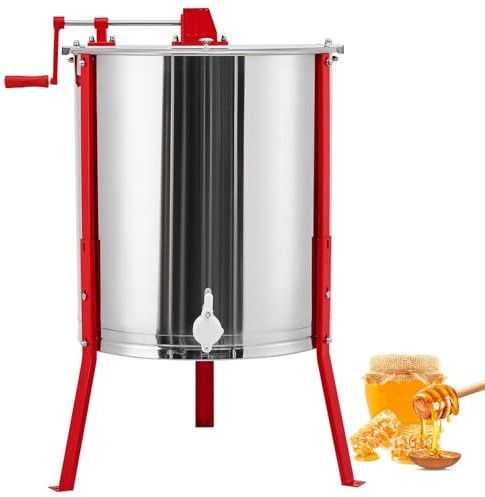 2/4 Frames Manual Honey Extractor, Stainless Steel Manual Beekeeping Extraction, Honeycomb Drum Spinner with Transparent Lid, Apiary Centrifuge Equipment with Height Adjustable Stand for Apiarys