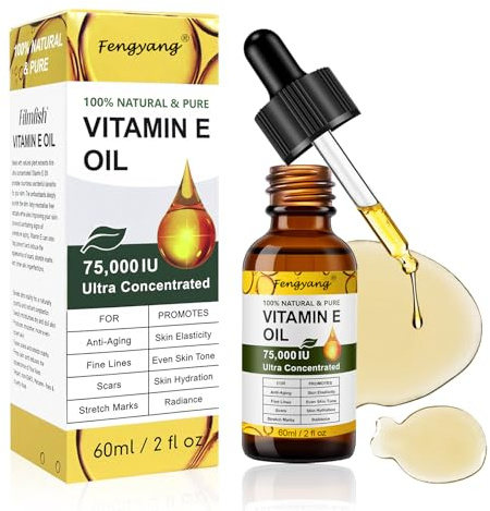 Fengyang® Aceite De Vitamina E líquido, 75.000 UI De Aceite Puro De Vitamina E, Reduzca Las Líneas Finas Y Las Cicatrices, para La Piel, El Rostro, El Crecimiento Del Cabello