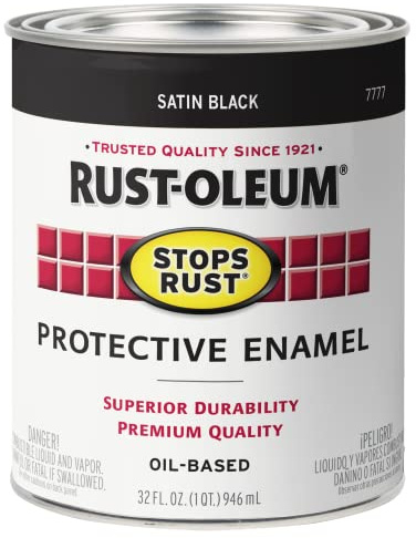 Rust-Oleum 7777502 Stops Rust Brush On Paint, Quart, Satin Black