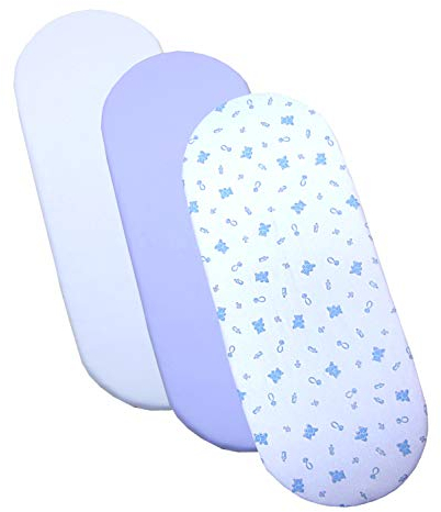 BabyPrem Spannbetttuch für Babykörbchen, Baumwolle Jungen 3 Stück 73–76 x 28–30 cm