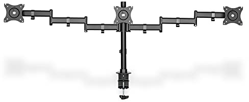 DIGITUS Befestigungskit Spannbefestigung für Tisch 2 Gelenkarme 3 Monitore Schwarz Bildschirmgröße: 38.1-69 cm 15-27
