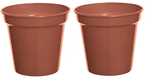 2 Large Plastic Plant Pots 25cm 10 Inch Vegetable Cultivation Terracotta Colour