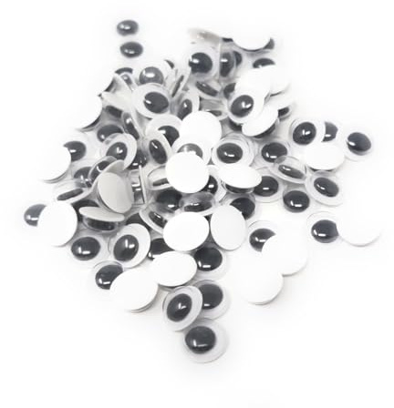 100pcs Googly Eyes Self-Adhesive 6-20mm Assorted Sizes Stick On Moving Eyes (8mm)