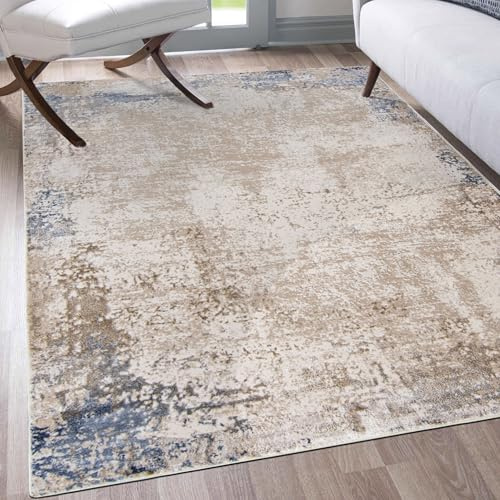 Mazovia Tappeto Vintage Abstracto Tappeti - Tappeti per Soggiorno, Camera da Letto, Sala da Pranzo e Ufficio - Pilas Cortas Rectángulo - Certificato OEKO-TEX - Crème Beige Tappeti - 80 x 150 cm