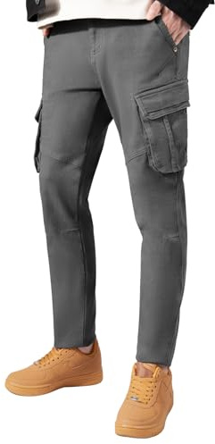 RE&X Pantaloni Cargo Uomo Invernali Confortevole Cotone Lavoro Pantaloni Uomo