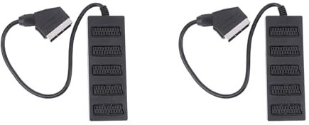 GREOHNMPAW 2X Divisor Scart de 5 Vías de 21, Conector Adaptador Scart Macho A 5 Hembra de 21p, 5 Scart de Carretera, Dividido en Cinco Líneas de Cable