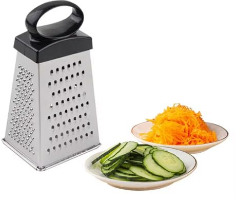 Grattugia Formaggio 4 Facce in Acciaio Inox – Grattugia Multifunzione per Verdure, Carote, Formaggi – Lama Fine Media Grossa e Affetta – Design Campana Salvaspazio – Lavabile in Lavastoviglie 2419165