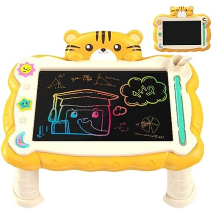 Pizarras LCD para escribir – Tabla de garabatear con soporte | Pizarra de notas LCD reutilizable con soporte, ayuda de aprendizaje para casa, escuela y viajes