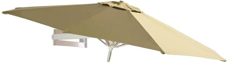TRGCJGH Sombrilla de Balcón a Pared, Parasol Excéntrico de Jardín, Parasol de Aluminio con Reclinable y 8 Varillas, 280g/m2(2.5m(8.2ft),Khaki)