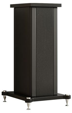 Par de soportes universales para altavoces para sonido envolvente, soportes de audio ajustables para cine en casa, base central resistente rellena de arena, acabado de nogal (11 x 8.7 x 23.6 pulgadas)