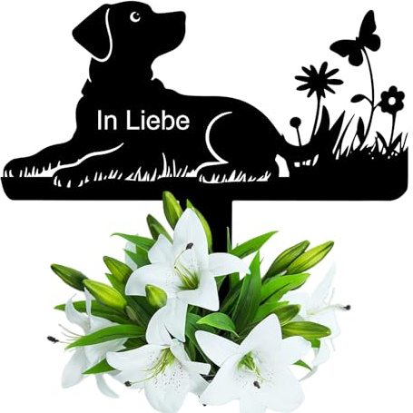 Wondramble Pietra tombale per esterni, decorazione per cani resistente alle intemperie, spina da giardino, lavagna commemorativa (30 cm, cani)