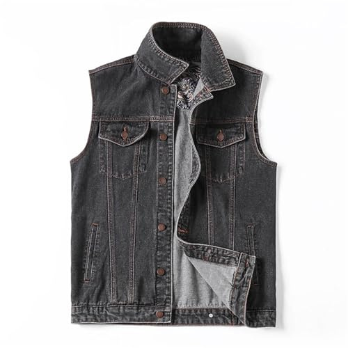 RRYPBOVG Gilet En Jean Pour Homme Gilet en jean sans manches for homme, grande taille 5XL, 6XL, 7XL, en coton, multi-poches, for l'extérieur