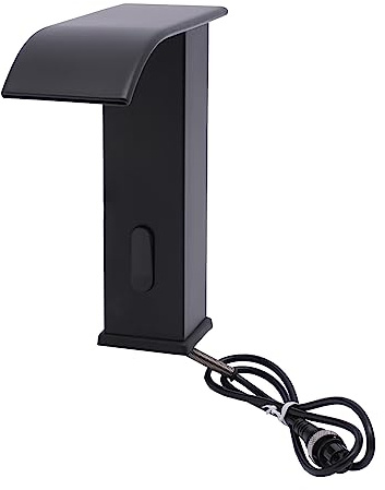 JAYEUW Grifo de lavabo con sensor de infrarrojos, color negro, monomando, caño corto, grifo de agua fría/caliente, 0-80 °C, altura de caño 145 mm, grifo mezclador para lavabo