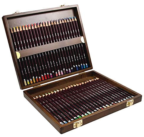 Derwent Coloursoft Buntstifte, Zeichnen & Schreiben, 48er-Set in einer Geschenk-Box aus Holz, Ideal für Farbaufbau, Professionelle Qualität, 2301660