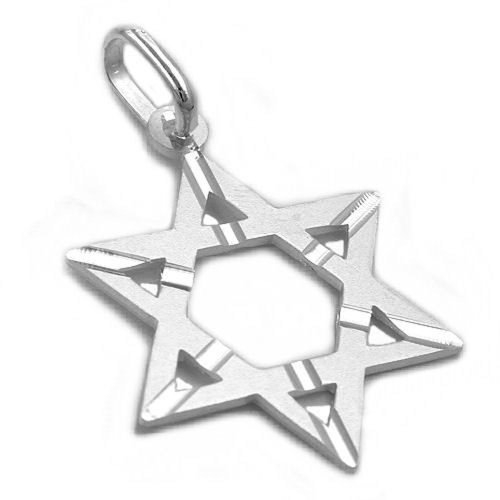 Schmuck Religiöser Anhänger David Stern matt aus Silber 925 29x22mm