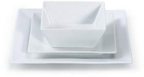 12 Piece White Square Porcelain Dinner Set