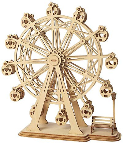 Rolife Woodcraft Construction Kit Modular Mechanical Model 3D Wooden Puzzle for Self-Assembly Toy Gift For Adult(Ferris Wheel)