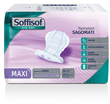 Soffisof Air Dry Protection Anatomique Maxi - 30x Couche Adulte Incontinence - Absorption 9 Gouttes, Couches Adultes Femme et Homme - Paquet Individuel