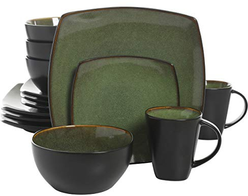 Gibson 99811.16R Geschirrset, Soho Square, grün