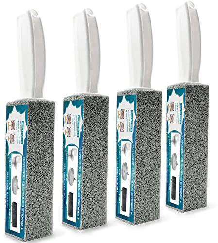 Pumice Stone for Toilet Cleaning with Handle Toilet Stone, Removing Hard Water Rings for Toilet Bowl Pool Bathtub, 4 Pack