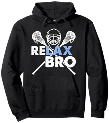 Relax Bro Funny Lacrosse Player Pun Lax Stick Helmet Graphic Pullover Hoodie