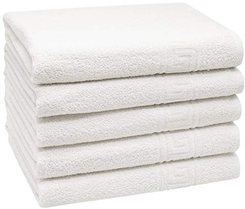 ZOLLNER 5er Set Duschtücher, ca. 70x140 cm, Baumwollmix, 340g/qm, weiß