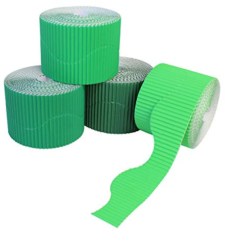 Bright Ideas PK04 - Rollo de borde corrugado verde de 10 cm x 7,5 m para exhibiciones escolares, artes y manualidades BI7872