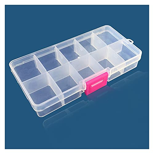 Tool Box Colorful Portable Tool Box Removable 10 Slots Storage Container Jewelry Ring Electronic Parts Screw Beads Organizer Plastic Case Tool Case (Color : White+pink)