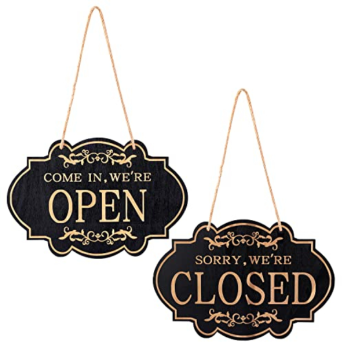 Öppen och stängd skylt, 30 x 18 cm dubbelsidig vändbar Come in We'Re Open and Sorry We'Re Closed skylt butik hängande skylt för affärsdörr restaurang klubb kafé hotell