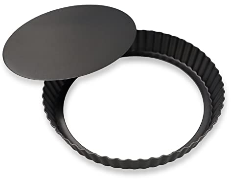 Padella Antiaderente con Quiche, Quiche e Torte con Base Rimovibile, Stampo Crostate e Bordo Scanalato (20cm)