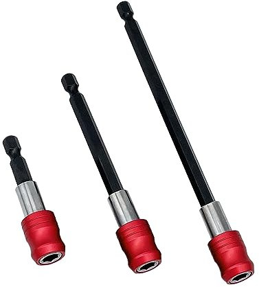 Teocpai 3pcs Tige d'Extension Magnétique Embouts de Tournevis à Tige Hexagonale 1/4 Porte-embouts Forets à Changement Rapide 60/100/150mm