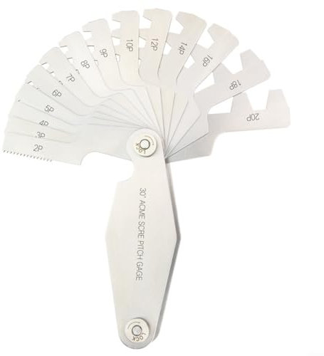 Sileduove 30° Degree Acme Screw Pitch Gauge, T Thread Gauge Screw Pitch Measuring Tool T-Thread Cutting Gage