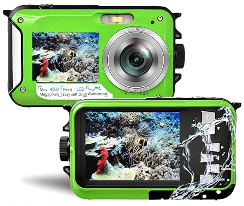 Caméra sous-Marine, Appareil Photo Numérique étanche 2,7K 48MP avec Double écran Selfie HD, Zoom Numérique 16X, Anti-secousse, Appareil Photo Compact pour Adolescents, étudiants