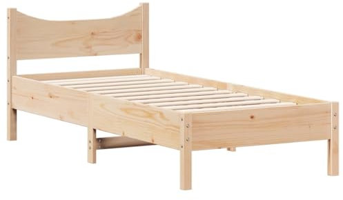 vidaXL Estructura de Cama, Somier Decorativo de Listones, Armazón Base de Cama, Mueble para Dormitorio, Madera Maciza de Pino 90x190 cm